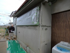 泉佐野市　水廻り増改築　窓廻り養生