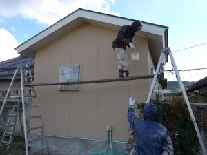 泉佐野市　水廻り増改築　外壁　ニッペ　インディアートセラ