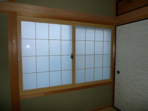 田尻町　内窓設置　トステム　インプラス（住宅エコポイント仕様）　内障子風　和紙調ガラス　組子仕様