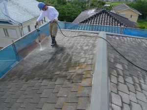 阪南市　屋根塗り替え　 日本ペイント　太陽熱高反射（遮熱）塗料　サーモアイＳｉ　屋根高圧洗浄